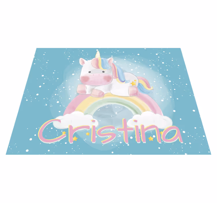 Tapis prénom avec licorne arc-en-ciel - TenStickers
