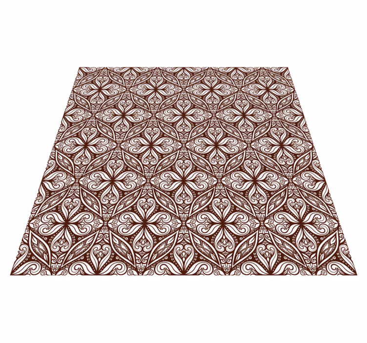Tapis vinyle effet rétro motif floral brun - TenStickers