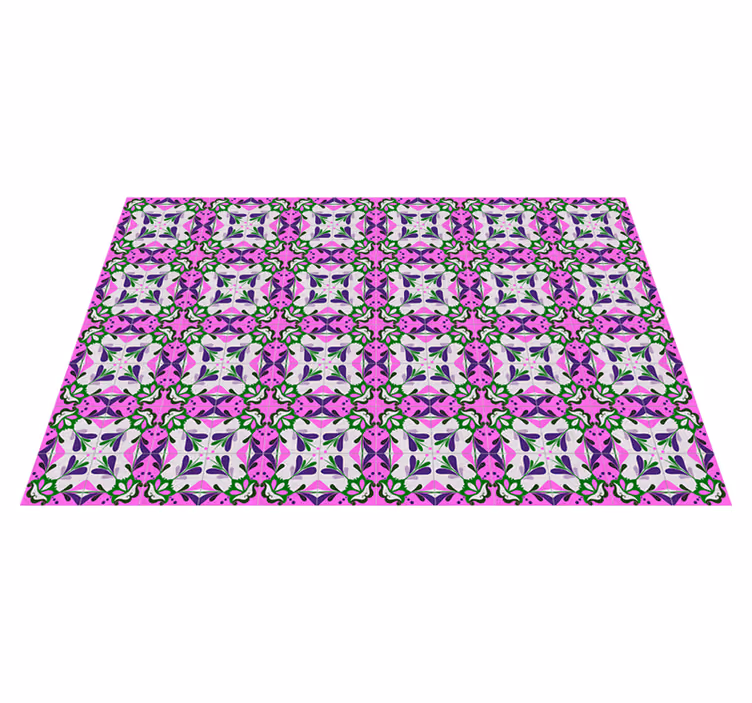 Tapis vinyle rétro rose carreaux hydrauliques - TenStickers