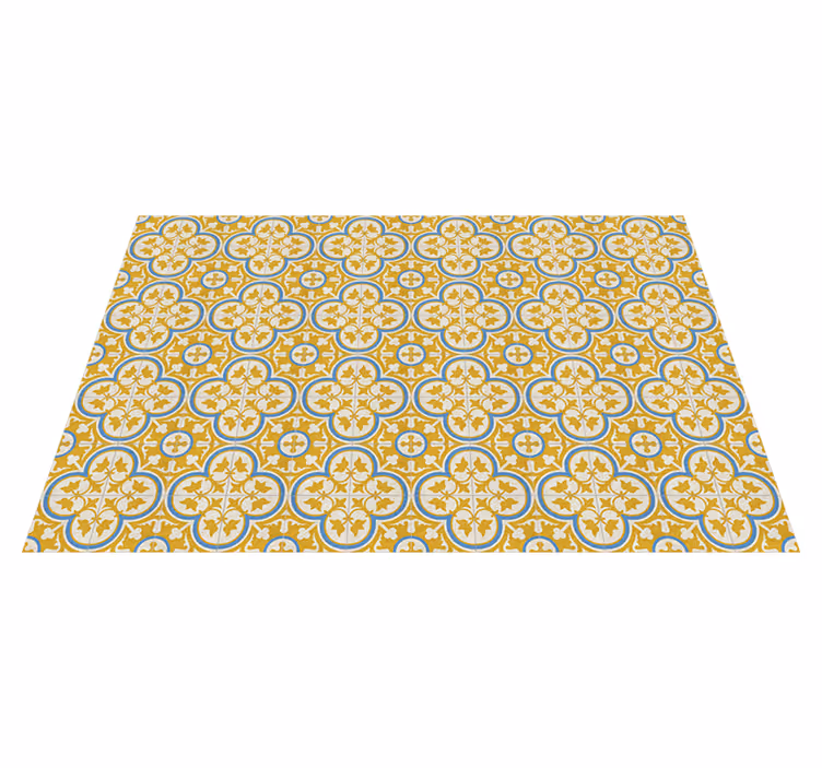 Tapis vinyle carreaux de ciment vintage jaune - TenStickers