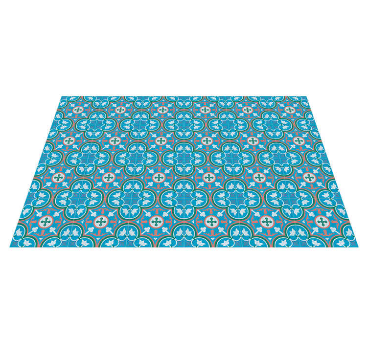 Tapis vinyle rétro carrelage hydraulique bleu  - TenStickers