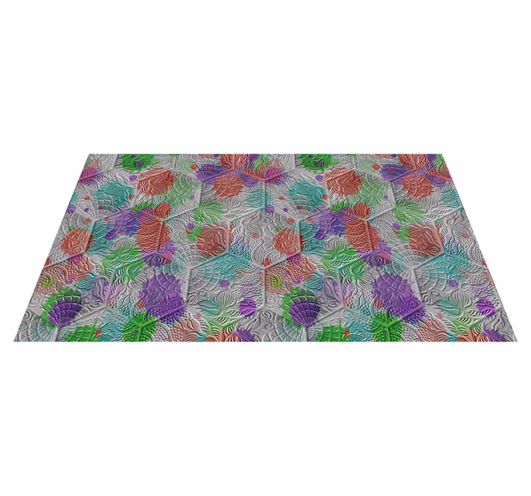 Tapis vinyle salon tuiles teintées style Gaudi - TenStickers