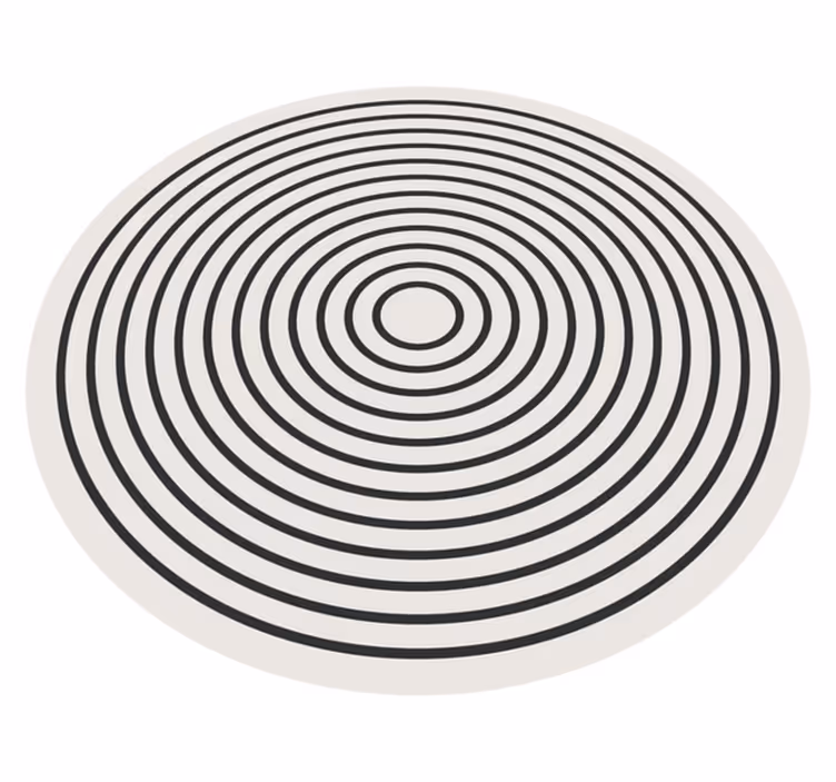 Tapis vinyle rond bureau cercles noirs - TenStickers