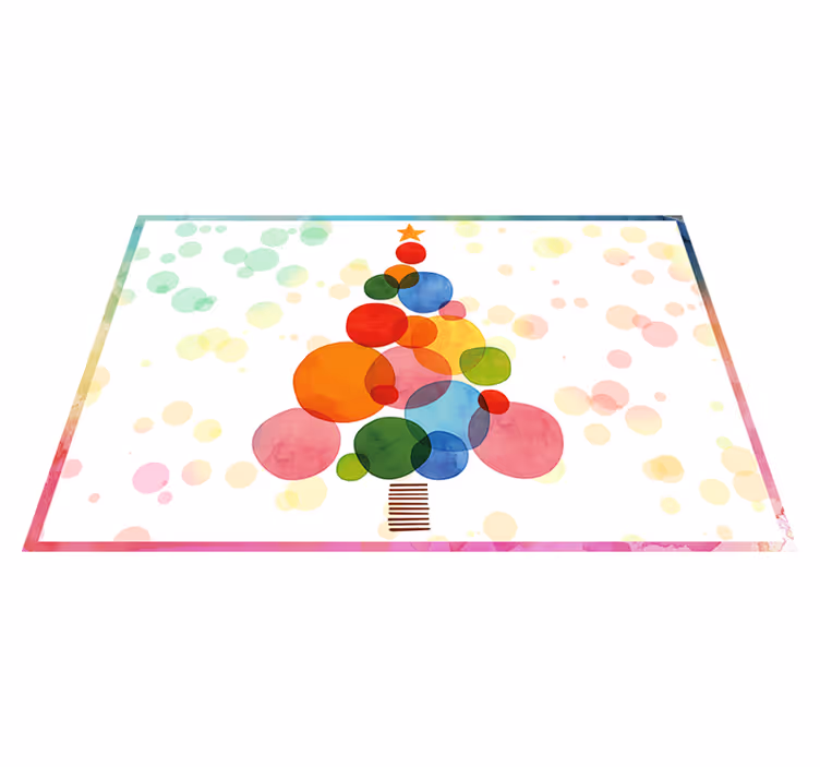 Tapis vinyle entrée arbre de noël bulles de couleurs - TenStickers