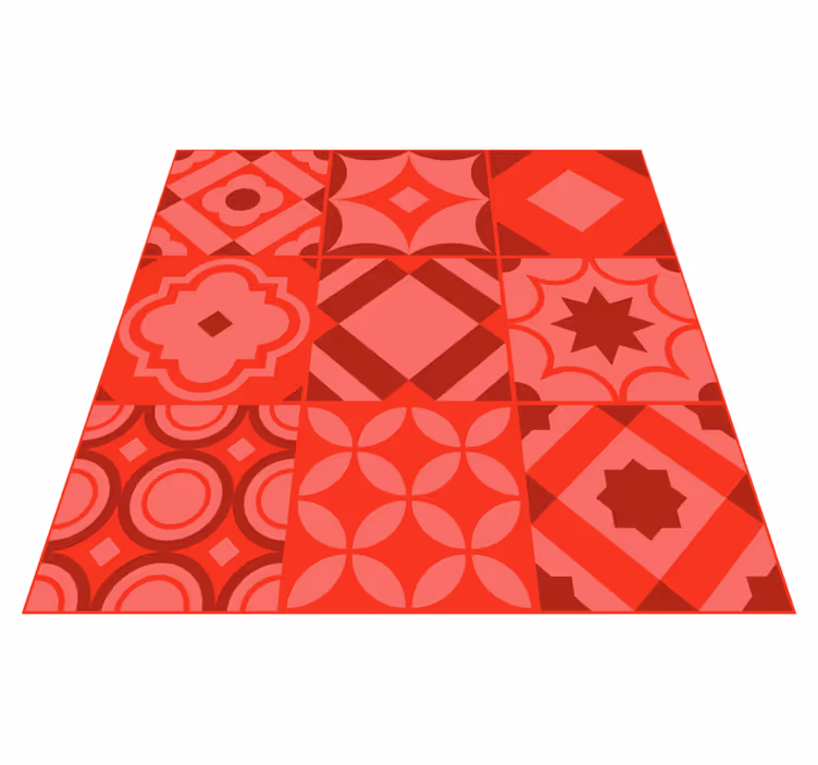 Tapis cuisine carreaux de ciment rouges - TenStickers
