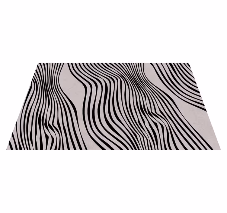 Tapis vinyle salle à manger lignes abstraites noires - TenStickers