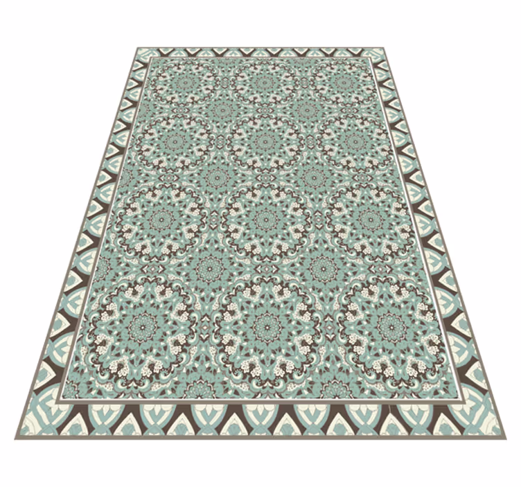 Tapis vinyle salle à manger motif de carreaux floraux - TenStickers
