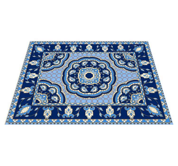 Tapis vinyle salle à manger design bleu oriental - TenStickers