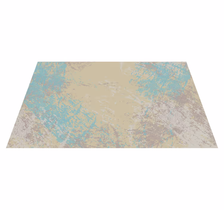 Tapis vinyle salle à manger dessin abstrait jaune et bleu - TenStickers