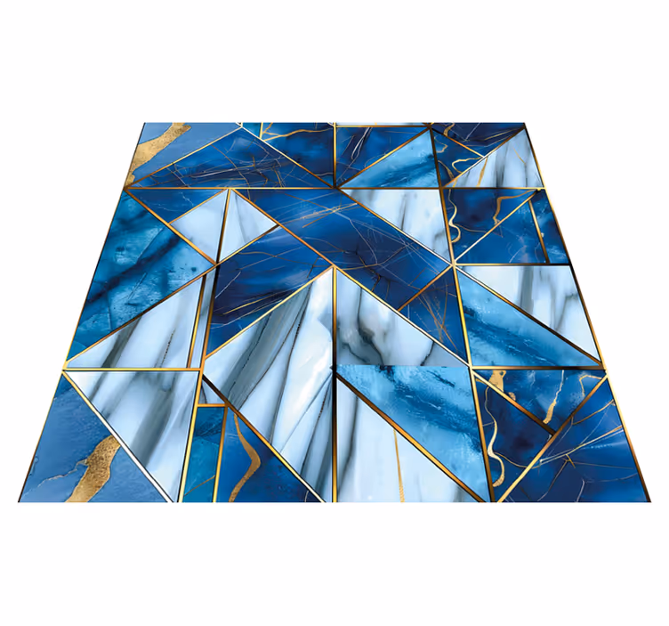 Tapis vinyle marbre bleu et effet doré - TenStickers