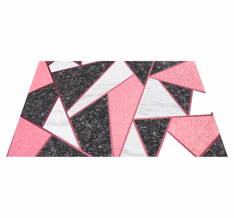 Tapis vinyle marbre rose et gris formes géométriques - TenStickers