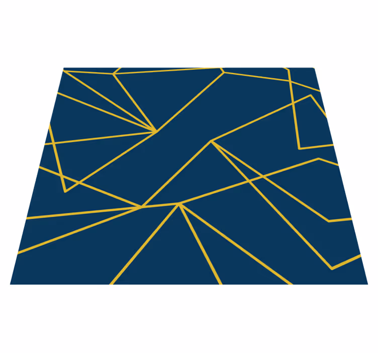 Tapis vinyle bleu lignes géométriques dorées - TenStickers
