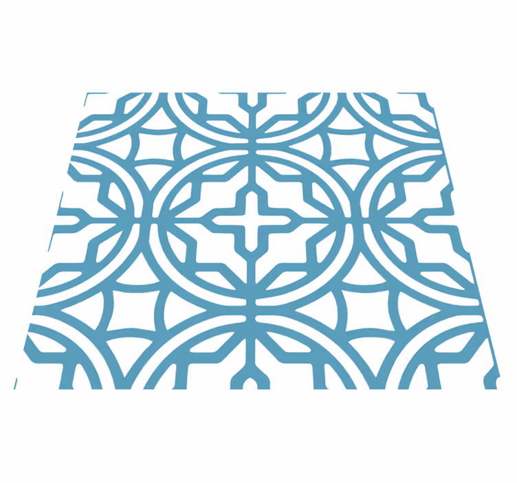 Tapis vinyle bleu motif géométrique - TenStickers