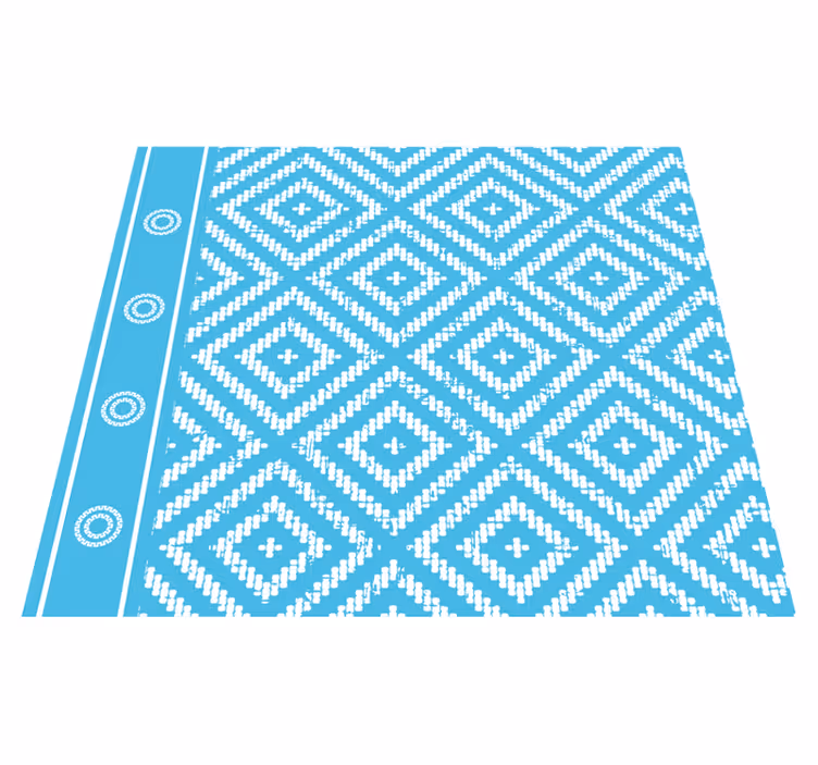 Tapis vinyle bleu motif carrés effet tissé - TenStickers