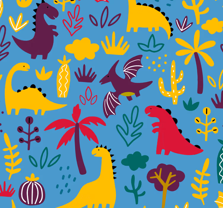 Papier peint animaux faune de dinosaures - TenStickers