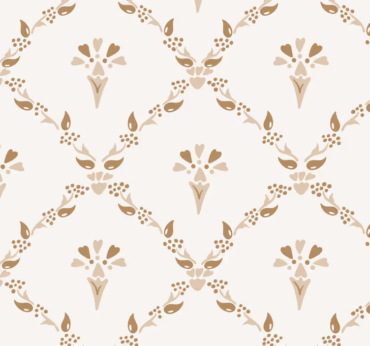 Papier peint beige motif floral hexagonal vintage - TenStickers