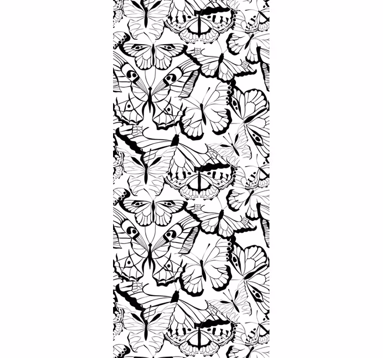 Papier peint papillon motif élégant en noir et blanc - TenStickers