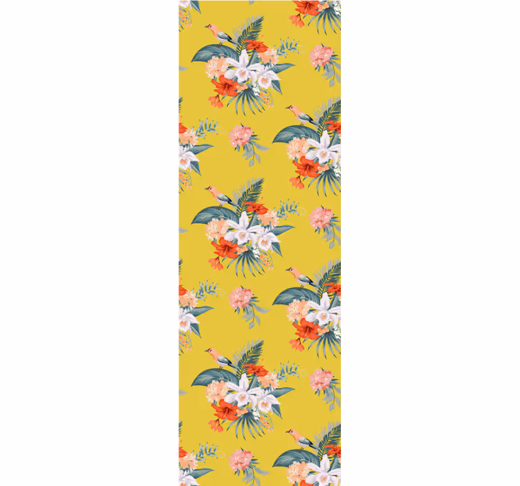 Papier peint floral bouquet sur fond jaune - TenStickers