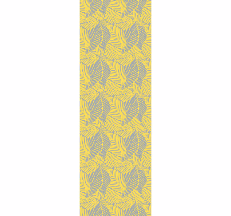 Papier peint feuilles motif gris et jaune vif - TenStickers
