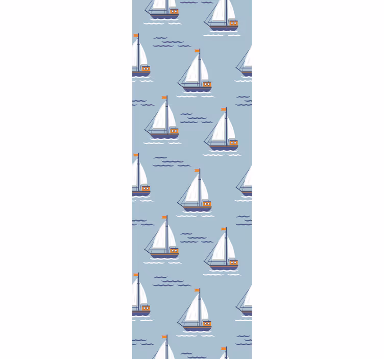 Papier peint salle de bain voiliers sur les vagues - TenStickers