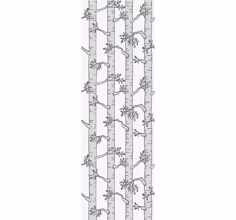 Papier peint arbre motif bouleau gris et blanc - TenStickers