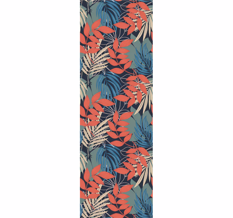Papier peint feuilles jungle de corail bleu - TenStickers