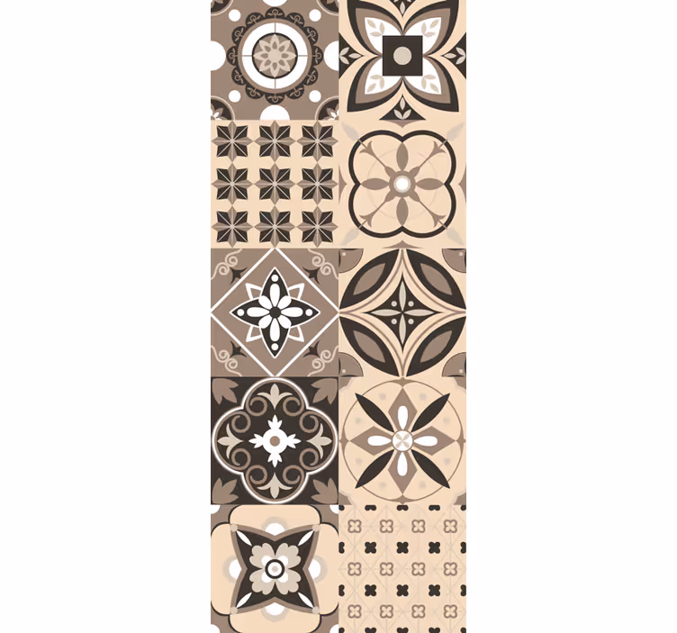 Papier peint carrelage floral géométrique - TenStickers