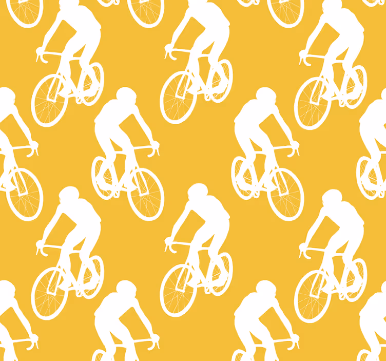 Papier peint jaune cyclistes - TenStickers