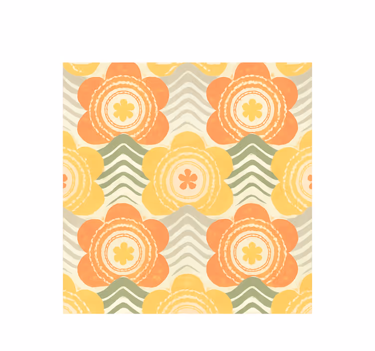 Papier peint vintage motif rétro fleuri des années 1970 - TenStickers