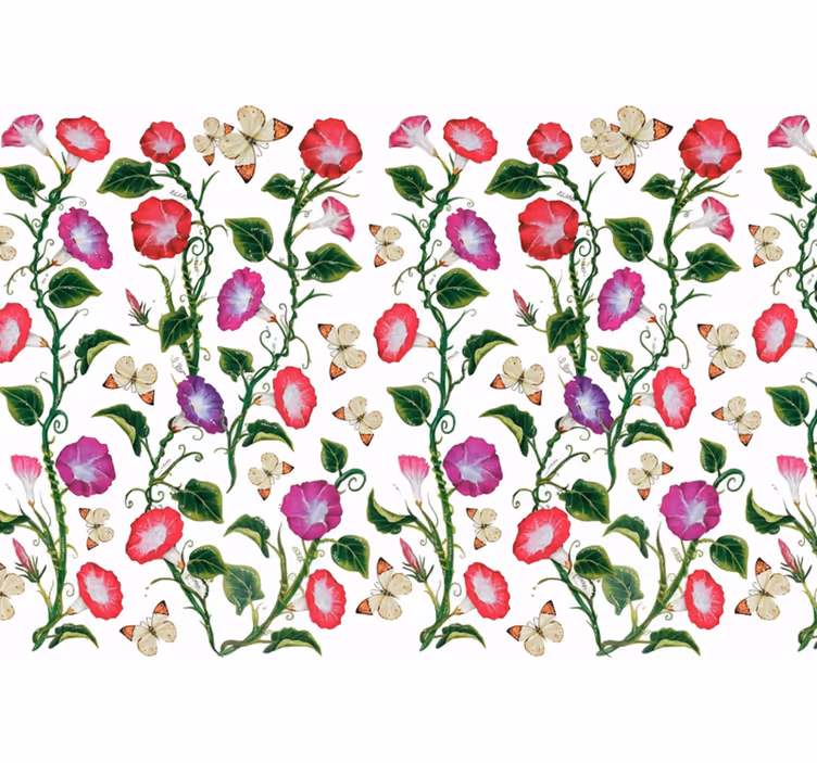 Papier peint floral fleurs trompette roses et violettes - TenStickers
