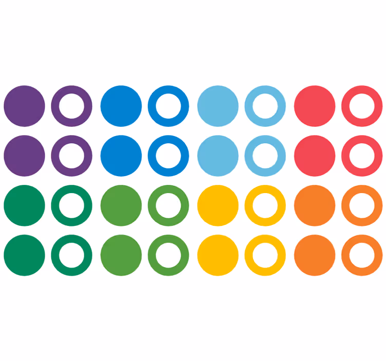 Papier peint géométrique cercles aux couleurs arc-en-ciel - TenStickers