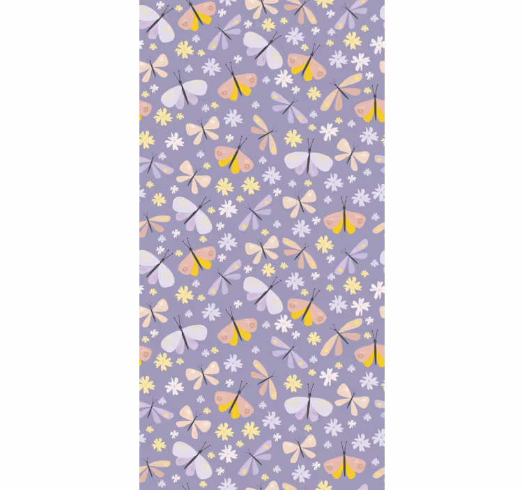 Papier peint papillon fleurs violettes élégantes - TenStickers