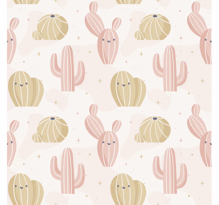 Papier peint nature motif cactus mignon - TenStickers
