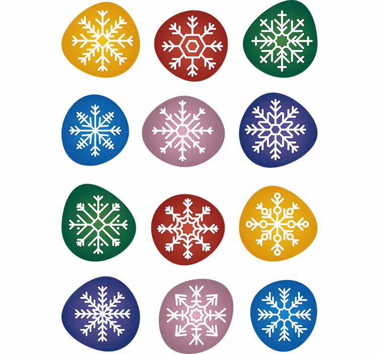 Papier peint noel flocons de neige colorés - TenStickers