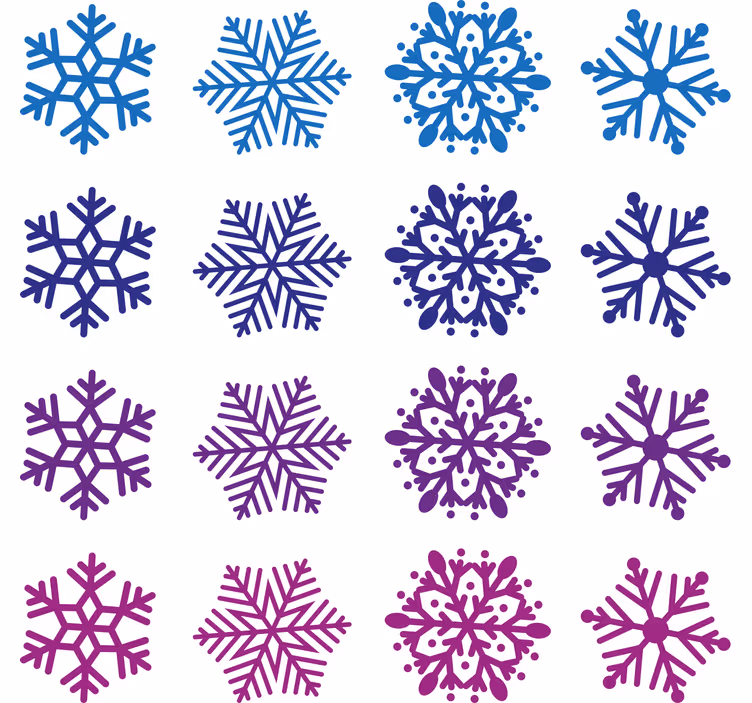 Papier peint noel flocons de neige violets et bleus - TenStickers
