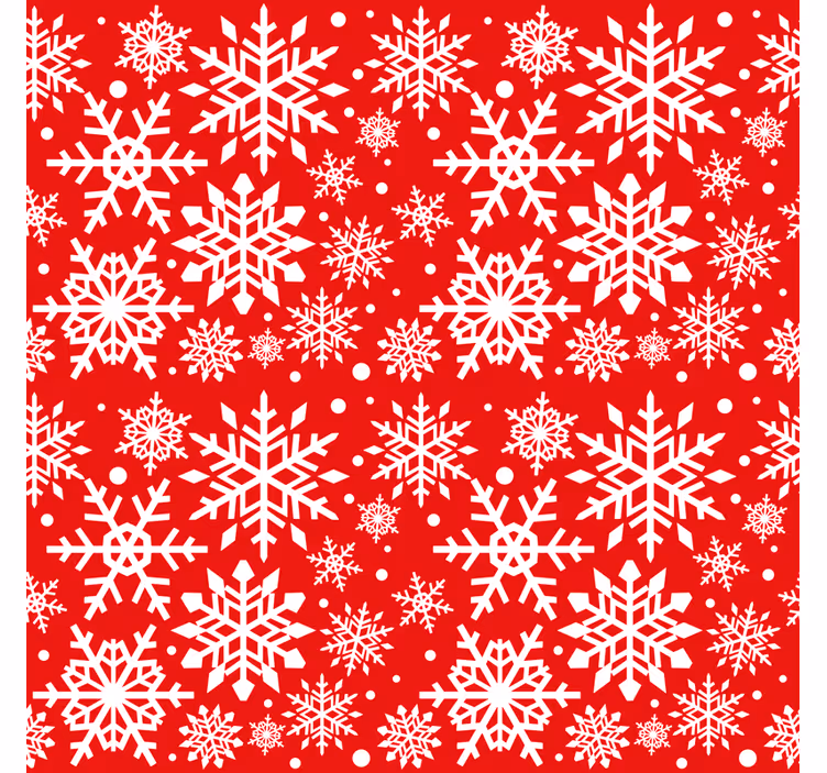 Papier peint noel flocons de neige rouges - TenStickers