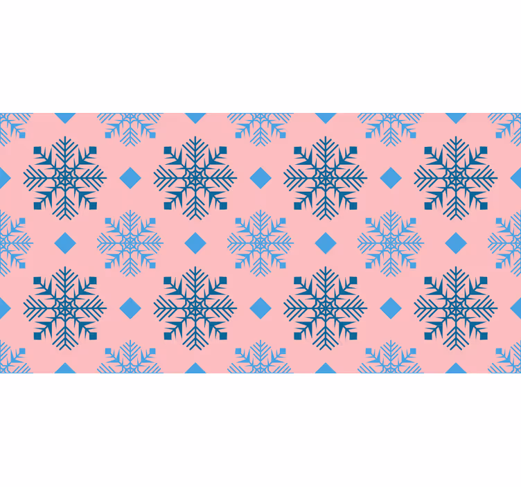 Papier peint noel motif flocons roses et bleus - TenStickers