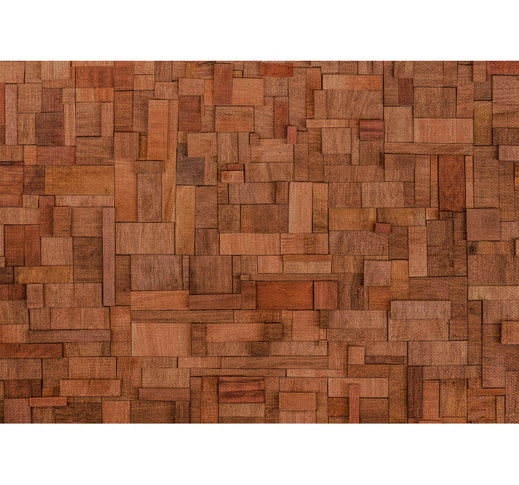 Papier peint ornemental briques de bois rustiques irrégulières - TenStickers