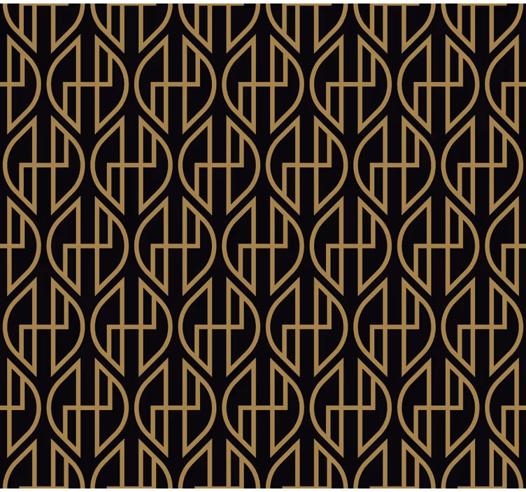 Papier peint salon lignes noires et dorées - TenStickers