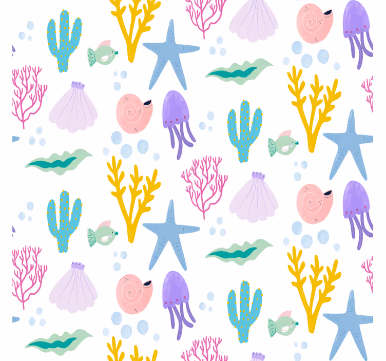 Papier peint chambre dessin de fond marin enfant - TenStickers