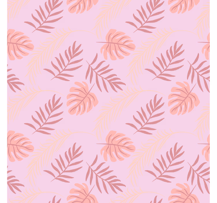 Papier peint chambre design de feuilles tropicales roses - TenStickers