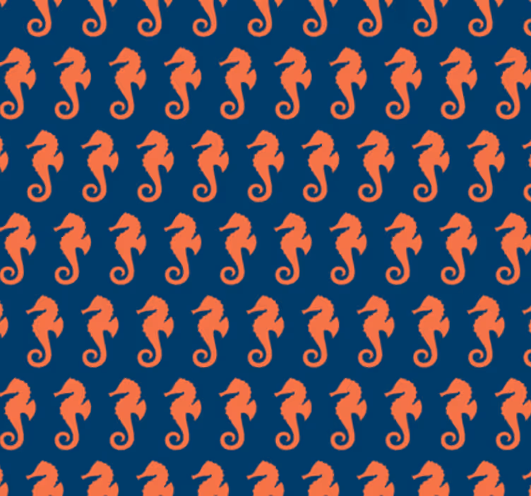 Papier peint chambre motif de hippocampe orange - TenStickers