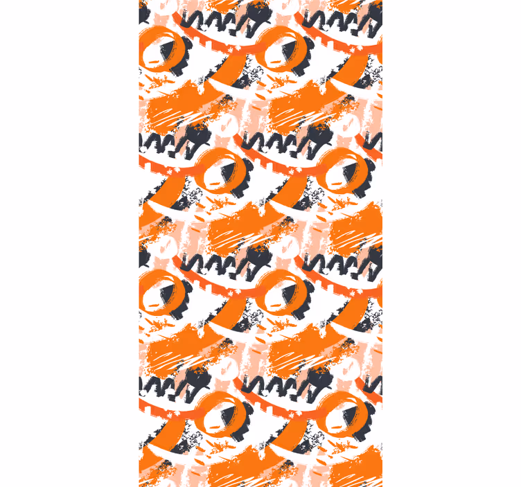 Papier peint ornemental coups de pinceau orange abstraits - TenStickers