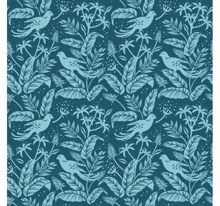 Papier peint ornemental motifs d'oiseaux botaniques - TenStickers