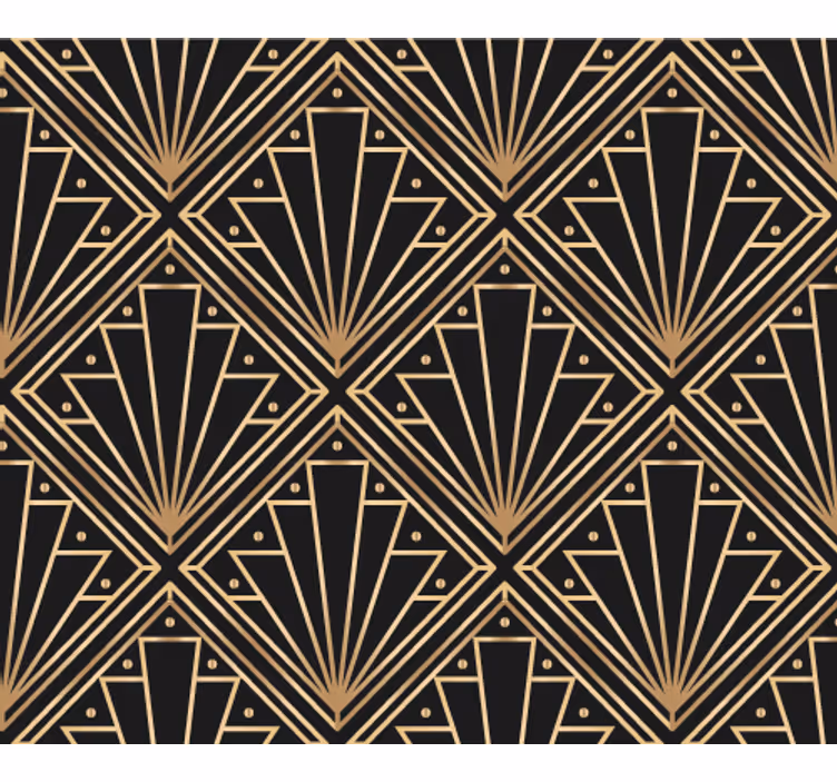 Papier peint motif motif décor carré doré et noir - TenStickers