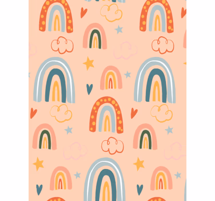 Papier peint chambre enfant arc-en-ciel pastel simple - TenStickers