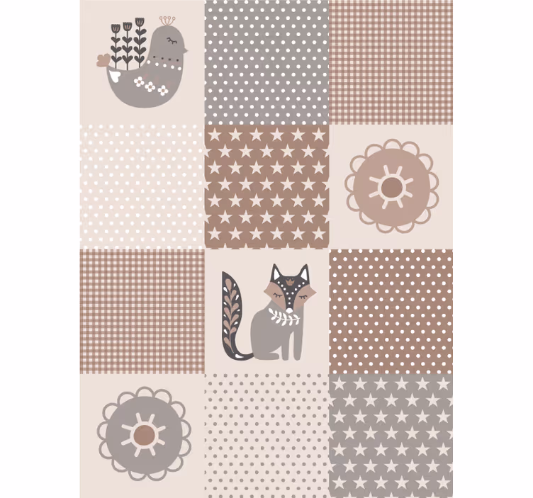 Papier peint animaux nordiques et carreaux - TenStickers