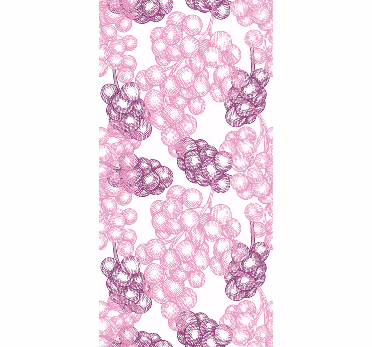 Papier peint chambre raisins roses et violets dessinés à la main - TenStickers