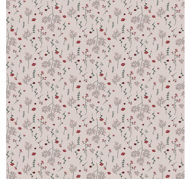 Papier peint motif floral rouge minimaliste - TenStickers