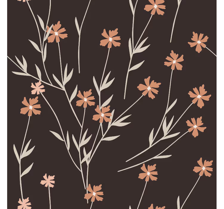 Papier peint motif fleurs marron kallax - TenStickers